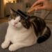 Katze wird mit einer Fellbürste gebürstet