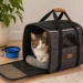 Warnzeichen bei Katzen: Katze sitzt entspannt in der Transportbox